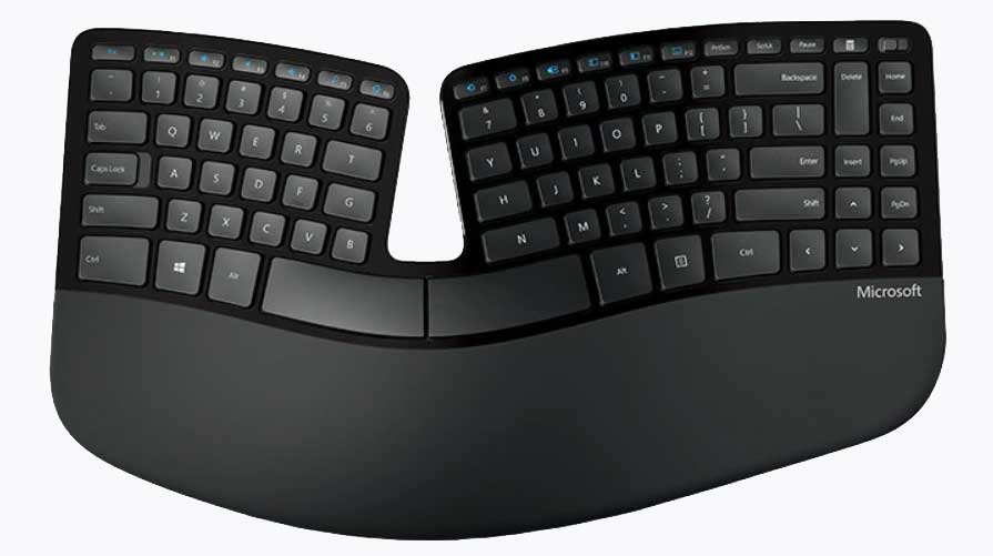 An image of the Microsoft Sculpt Ergonomic keyboard