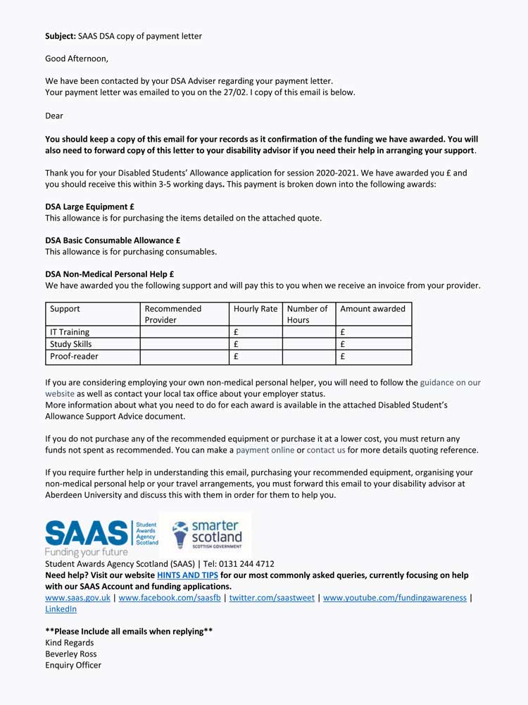 SAAS sample email