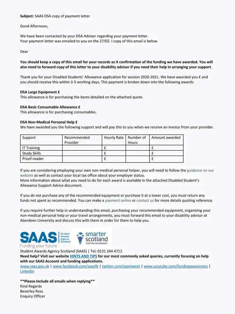SAAS sample email